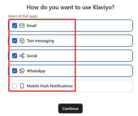Klaviyo channel setup