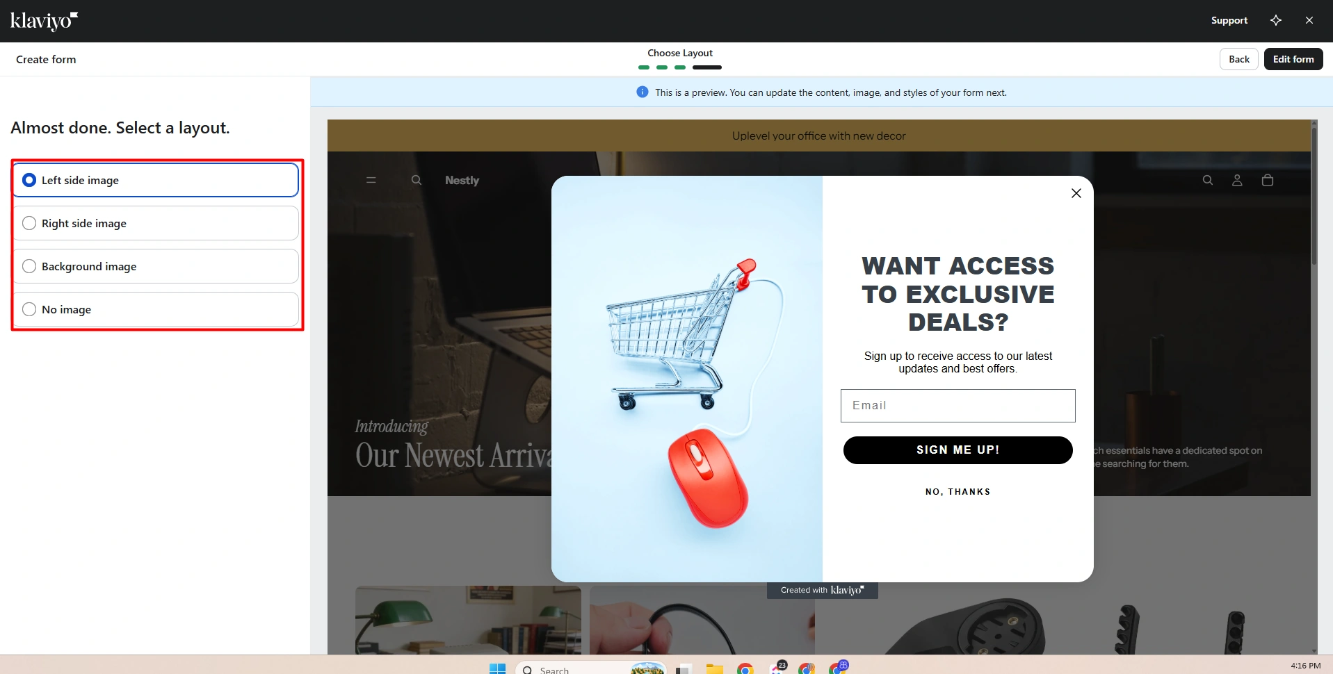 Klaviyo signup form builder