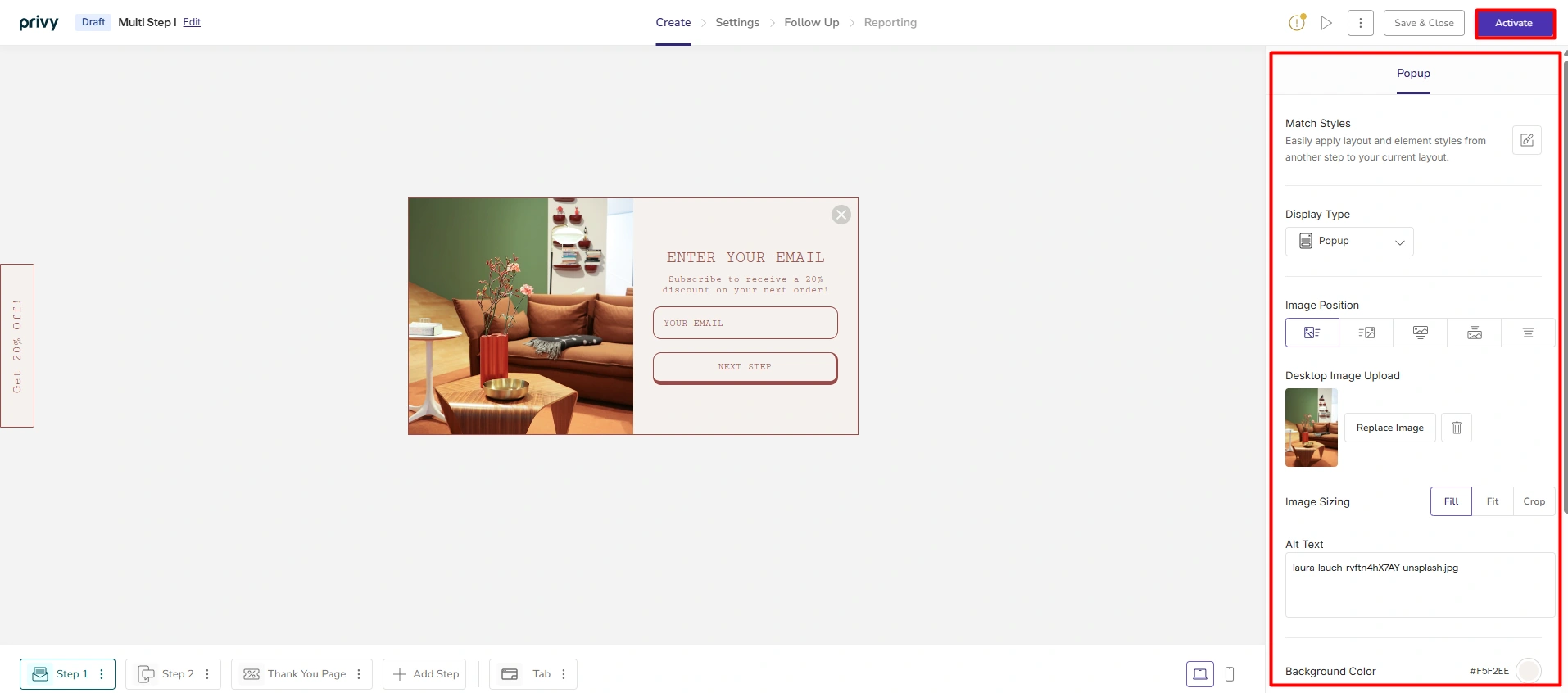 Privy popup and display editor