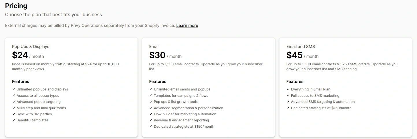 Privy pricing plans