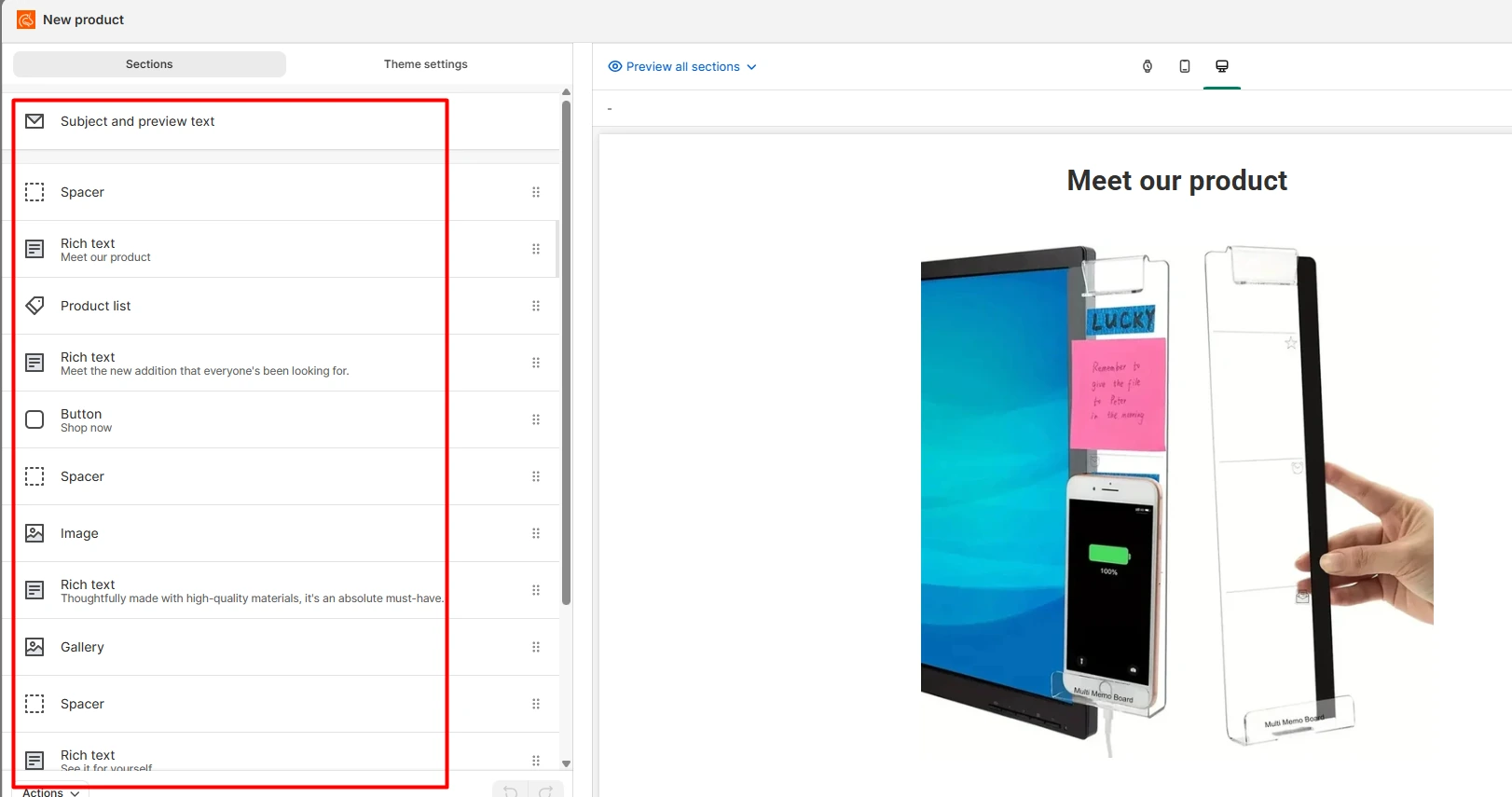 Seguno campaign email editor